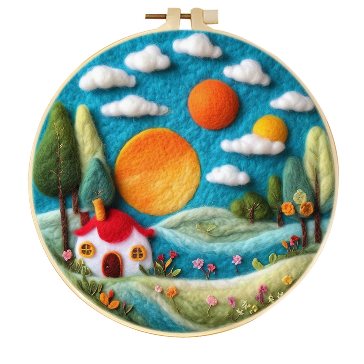 Stamp Wool Felt Painting With Embroidery Frame Material