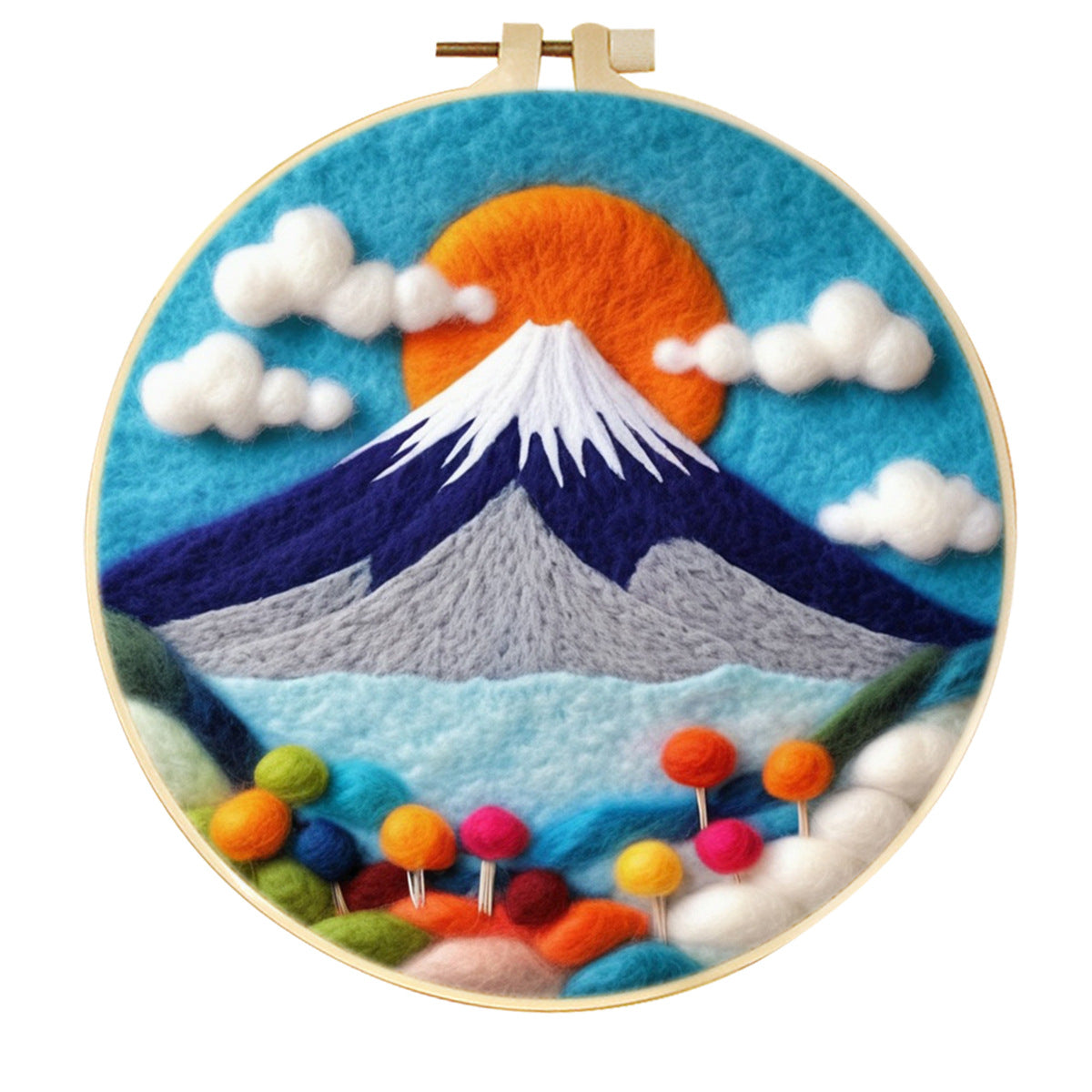 Stamp Wool Felt Painting With Embroidery Frame Material