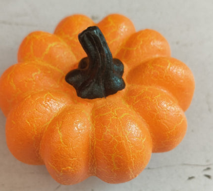 Short orange pumpkin light with crackle finish