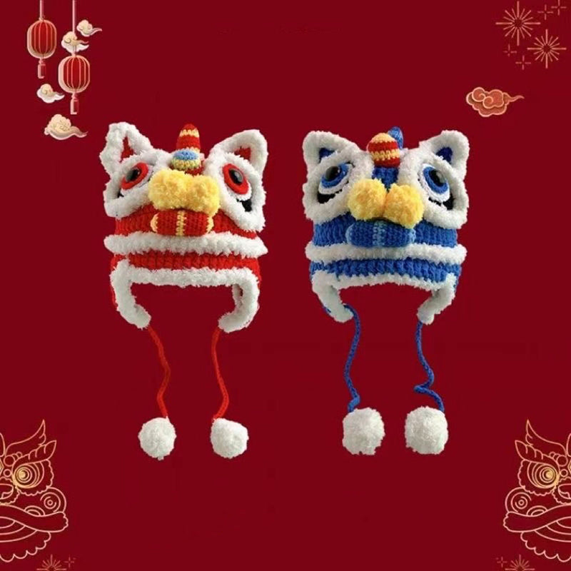 Hand-woven Parent-child Star Lion Autumn And Winter Warm Wool Hat Material Pack