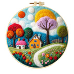 Stamp Wool Felt Painting With Embroidery Frame Material