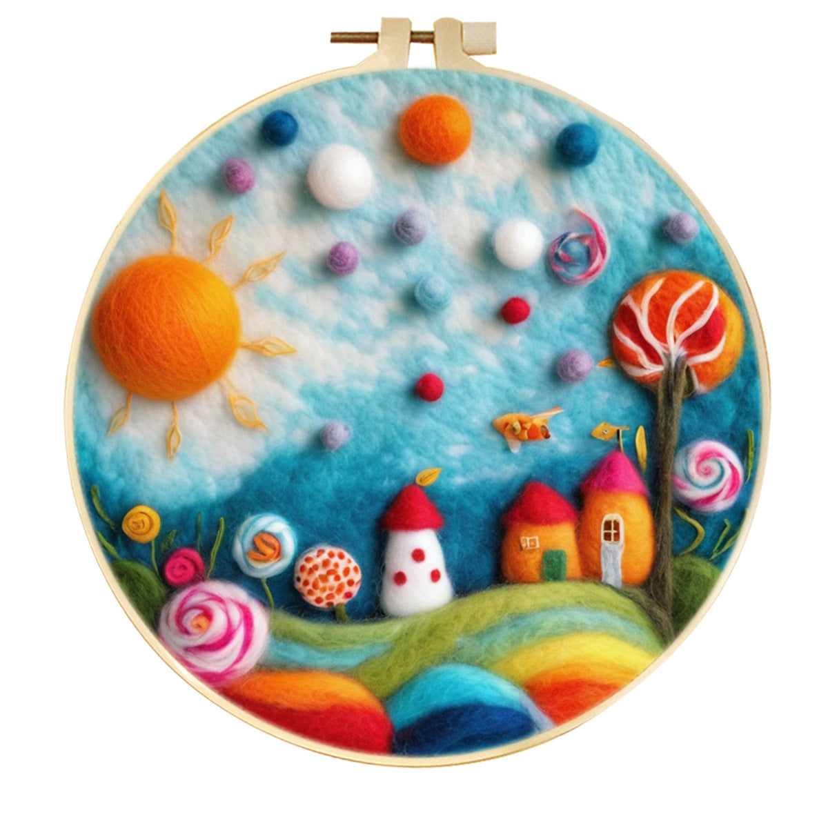 Stamp Wool Felt Painting With Embroidery Frame Material