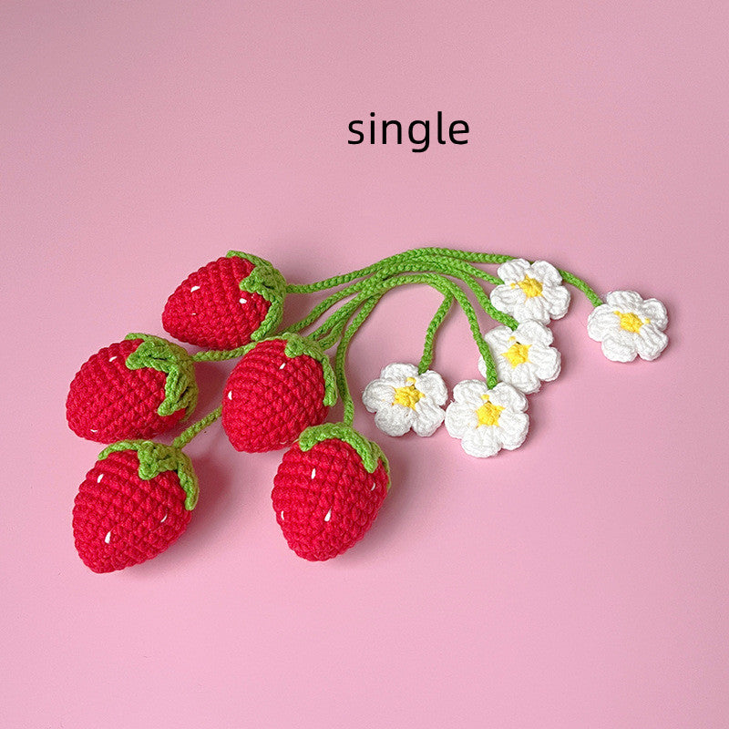 Wool Crochet Woven Strawberry Pendant
