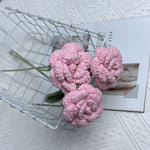 Overturn Pointed Rose Wool Hand-woven Flower Finished Product