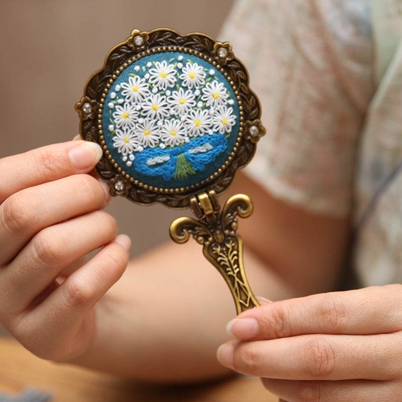 Fabric Makeup Mirror Embroidery Handmade Material Package
