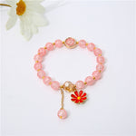 Sunflower Crystal Beaded Bracelet – Cute Daisy Charm Gift for Women