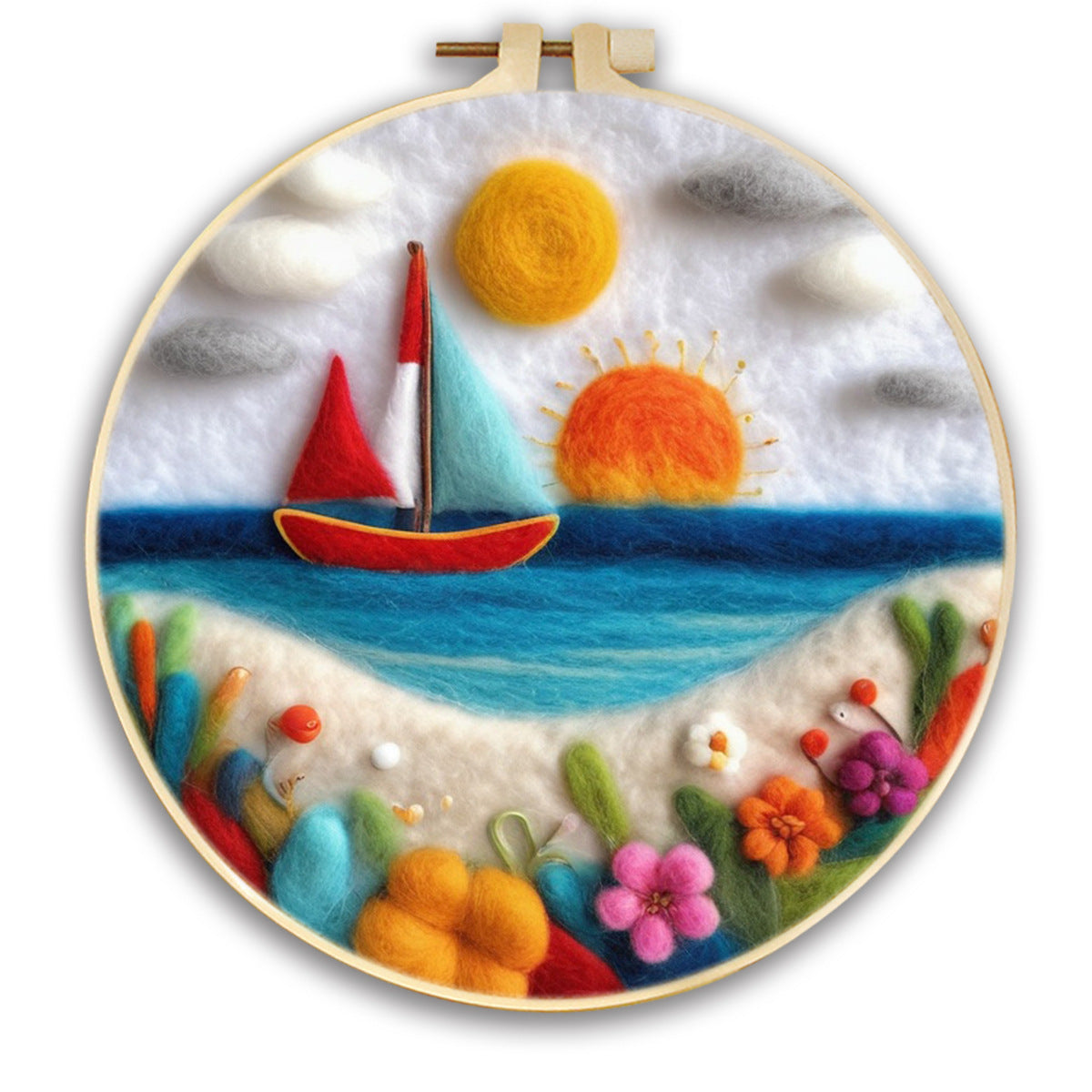 Stamp Wool Felt Painting With Embroidery Frame Material