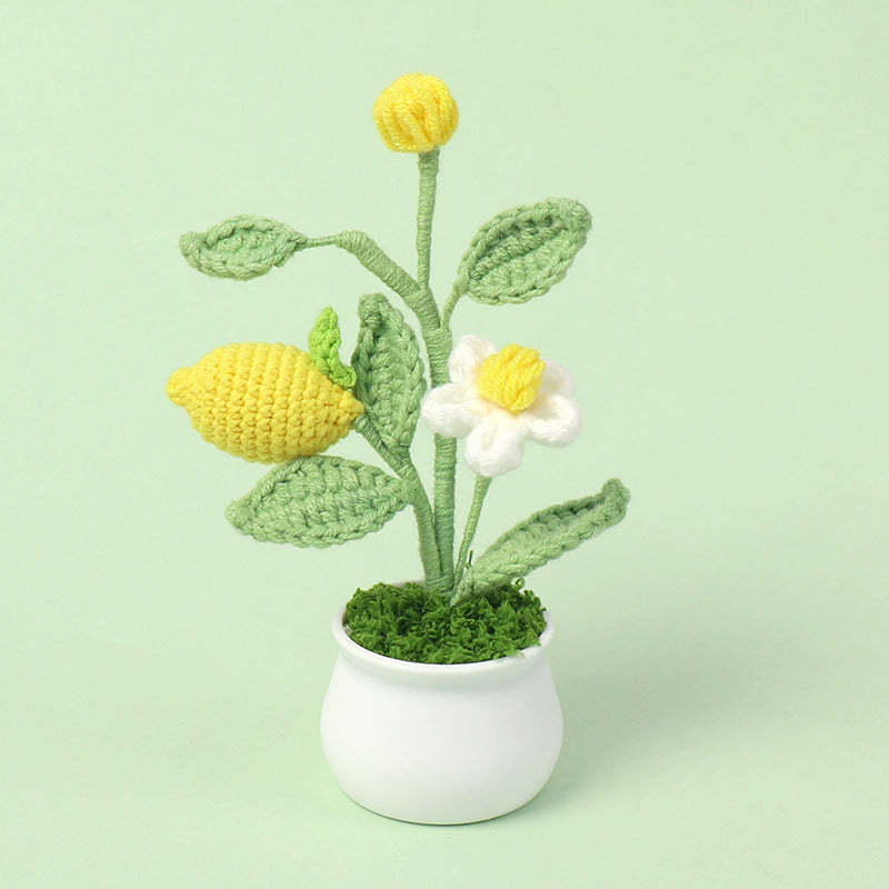 Finished Wool Crocheted Fruit Potted Hand-woven Lemon Ornaments