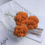 Overturn Pointed Rose Wool Hand-woven Flower Finished Product