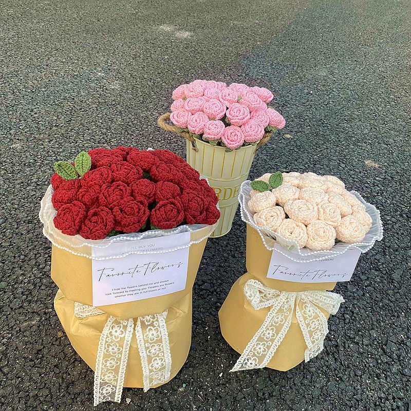 Diy Hand-woven Bubble Rose Bouquet