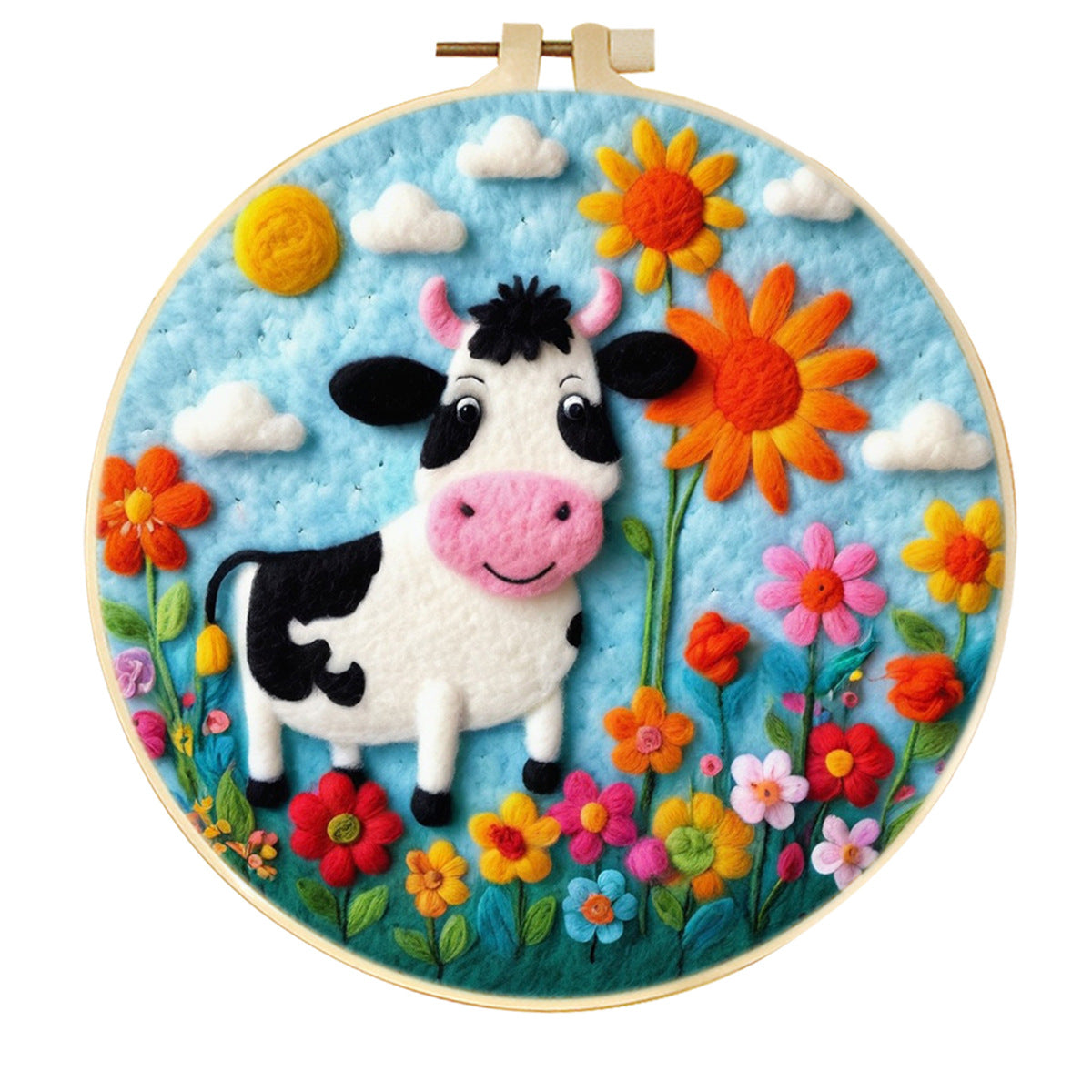 Stamp Wool Felt Painting With Embroidery Frame Material