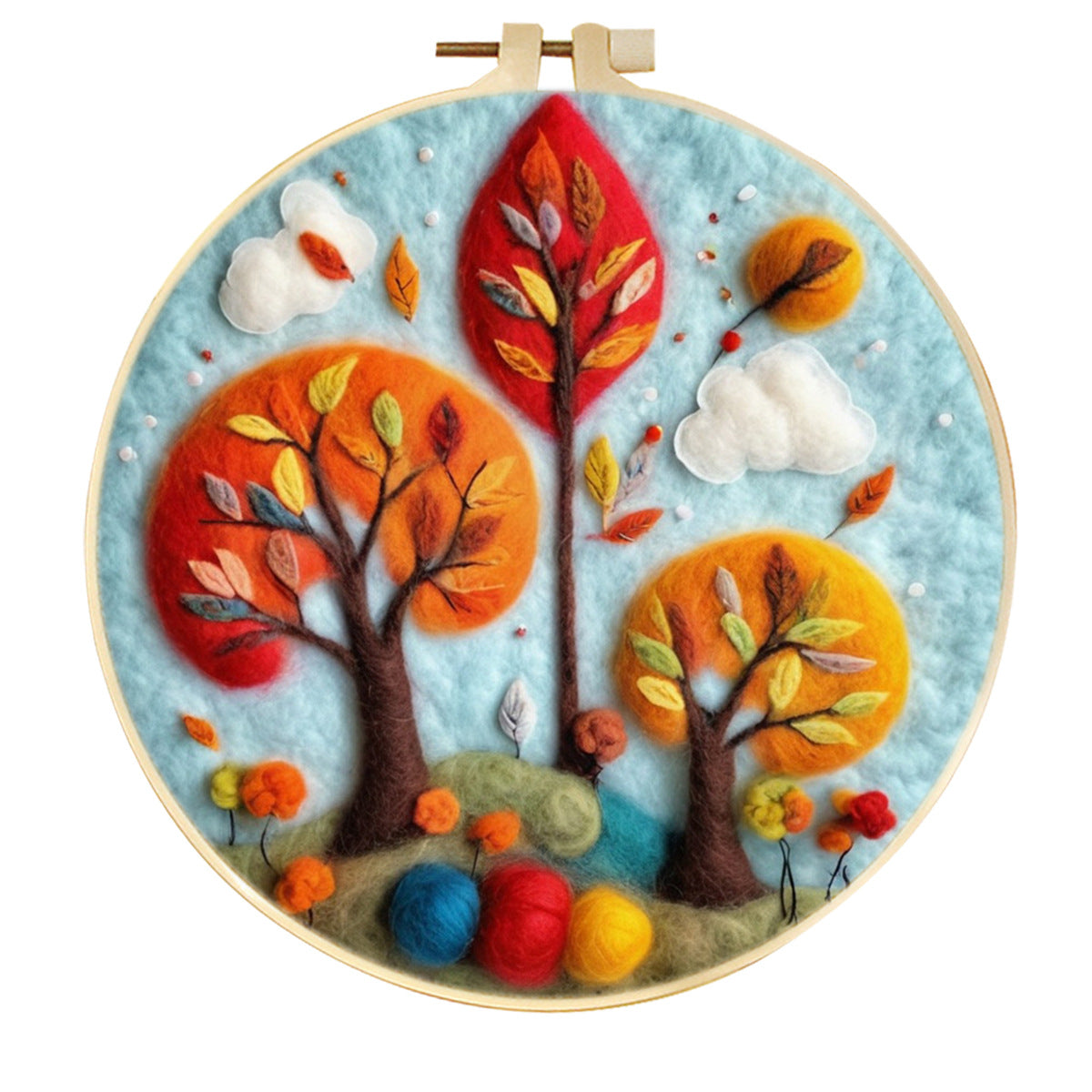 Stamp Wool Felt Painting With Embroidery Frame Material