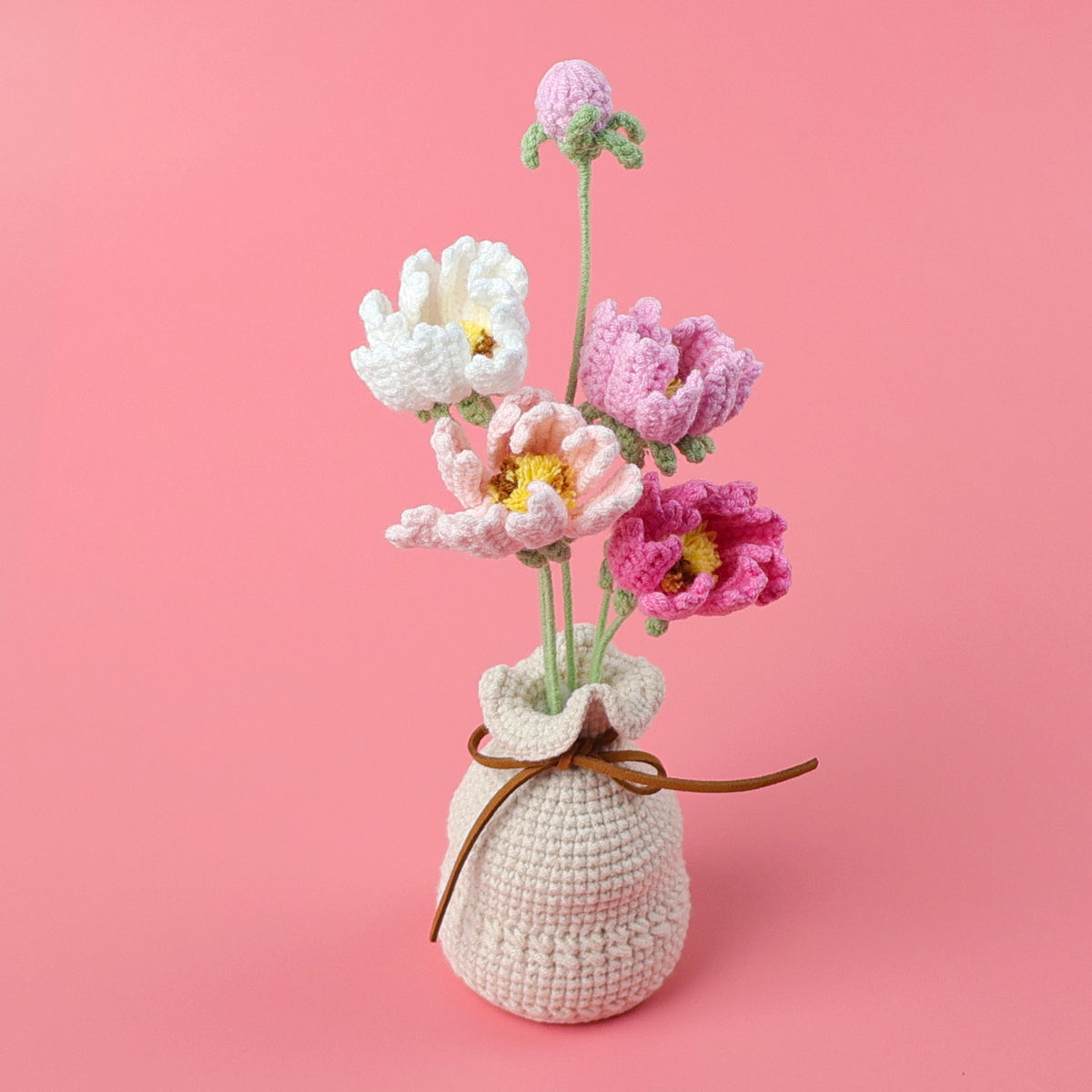 Finished Handmade Wool Woven Home Decoration Tulip Potted Plant
