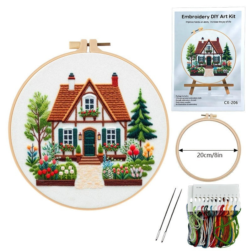 Christmas Snow House Series Embroidery Material Package English
