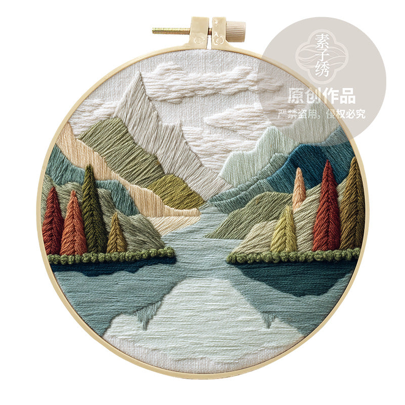 Embroidery Diy Landscape Handmade Cloth Art Material Kit