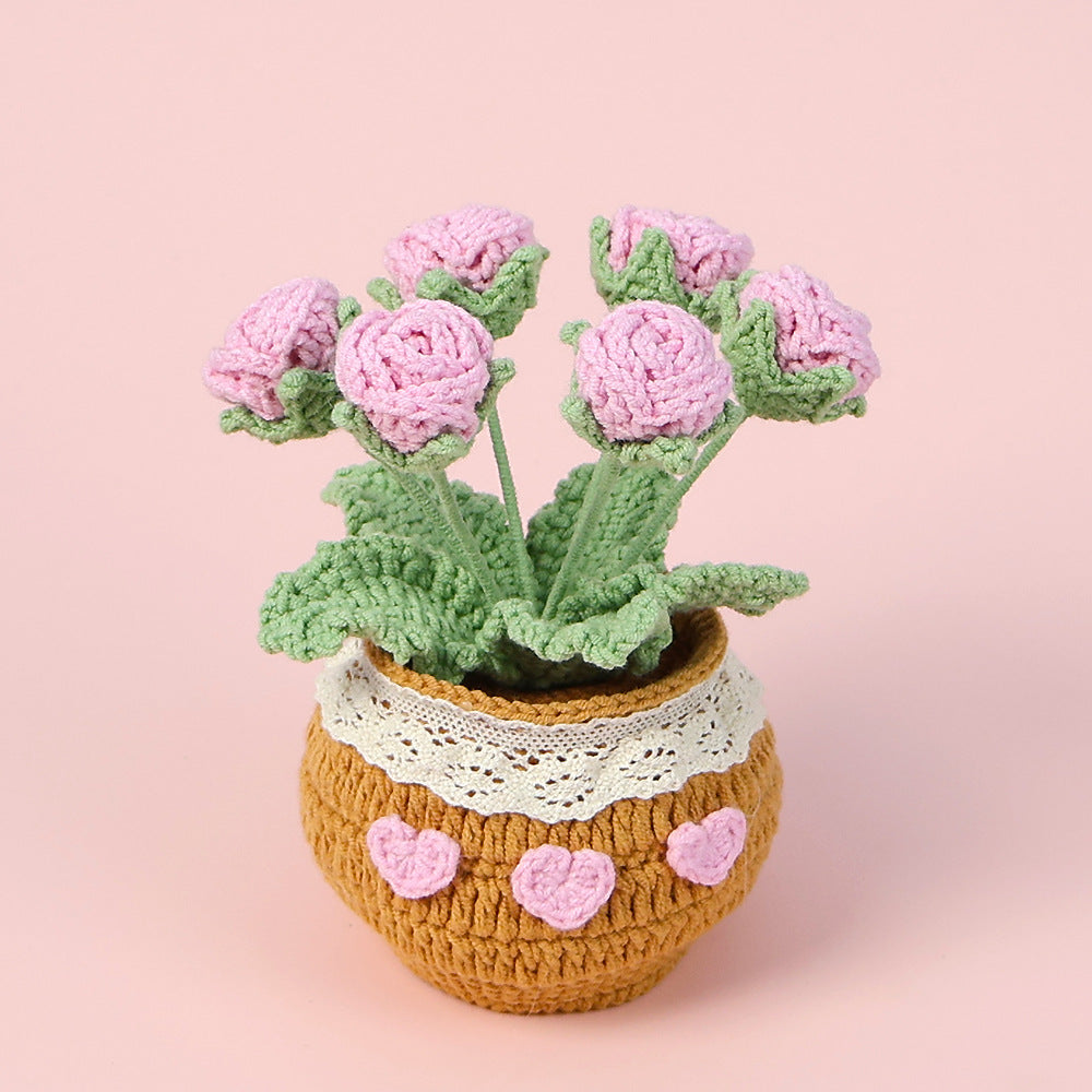 Finished Handmade Wool Woven Home Decoration Tulip Potted Plant