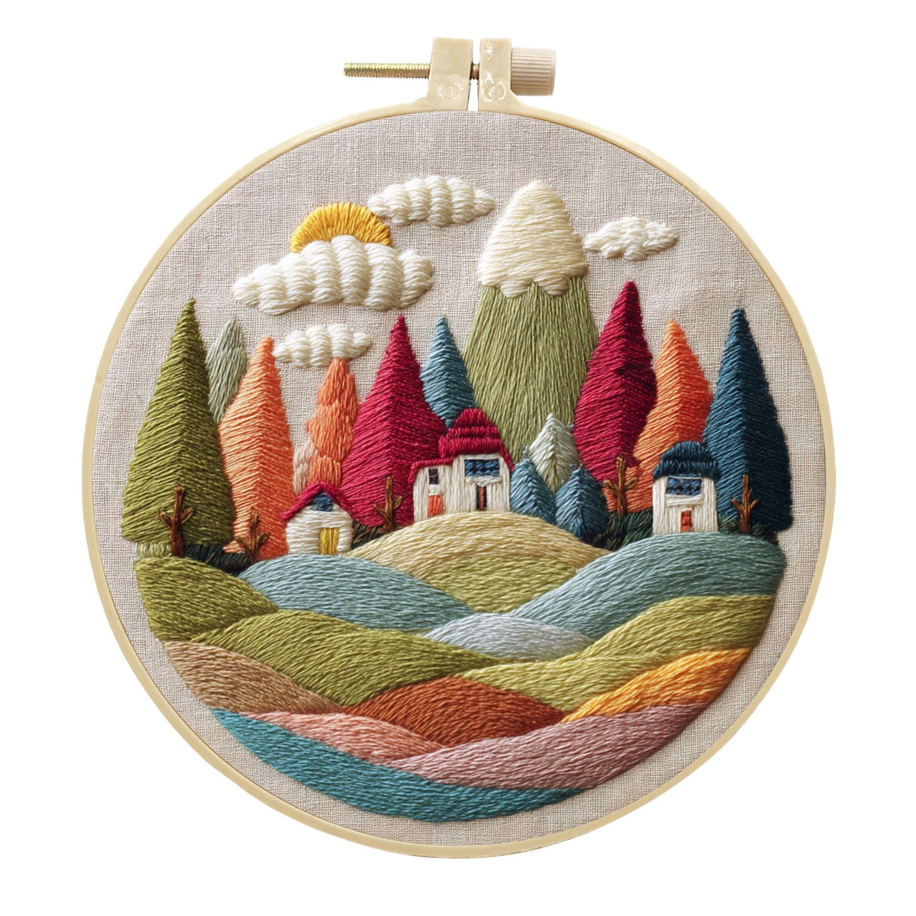 Embroidery Diy Landscape Handmade Cloth Art Material Kit