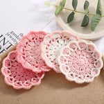 Simple Cute Flowers Knitted Coaster Wool Woven Coaster Flower