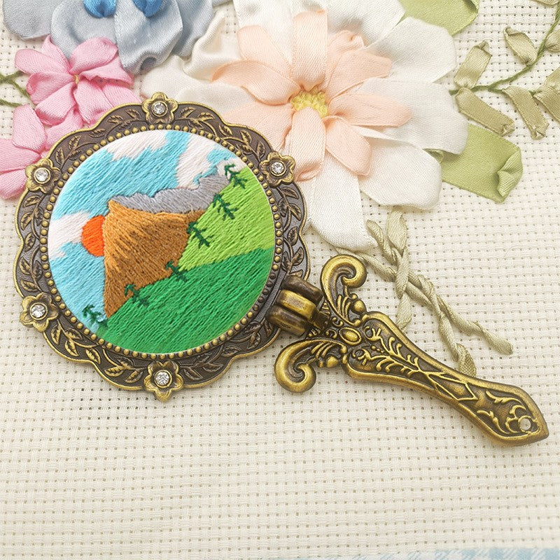 Fabric Makeup Mirror Embroidery Handmade Material Package