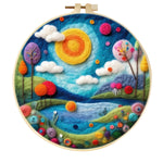 Stamp Wool Felt Painting With Embroidery Frame Material