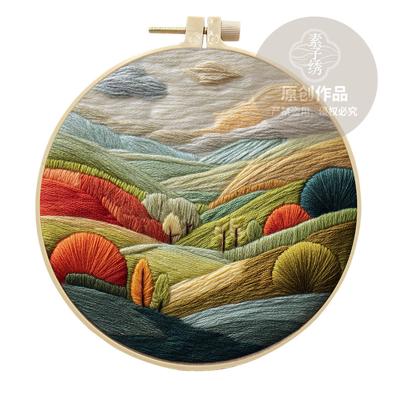 Embroidery Diy Landscape Handmade Cloth Art Material Kit