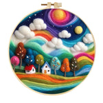 Stamp Wool Felt Painting With Embroidery Frame Material
