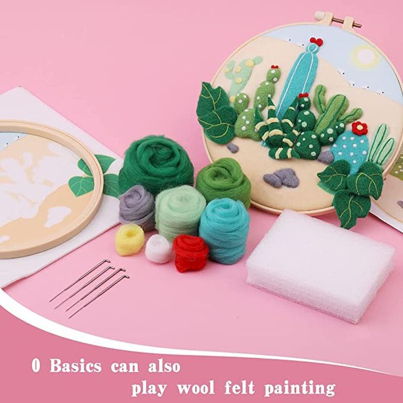 Stamp Wool Felt Painting With Embroidery Frame Material